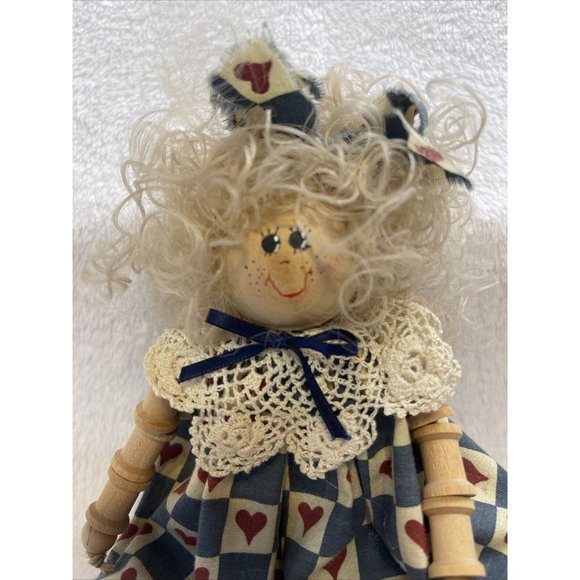 Vintage Hand Crafted Thread Wooden Spool Doll - Picture 9 of 9